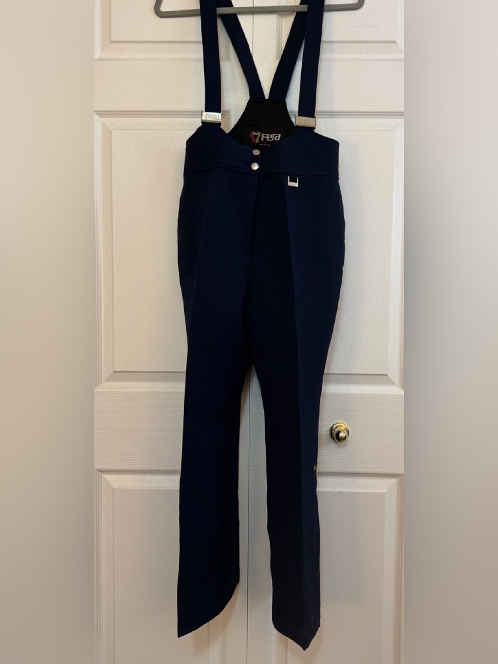 Fera Vintage Navy Blue Ski Bib Pants with Adjustable Suspenders